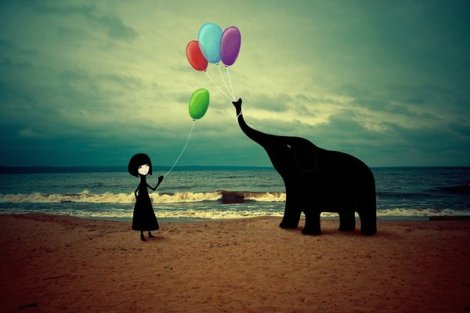 The girl and the elephant by Victor Eredel